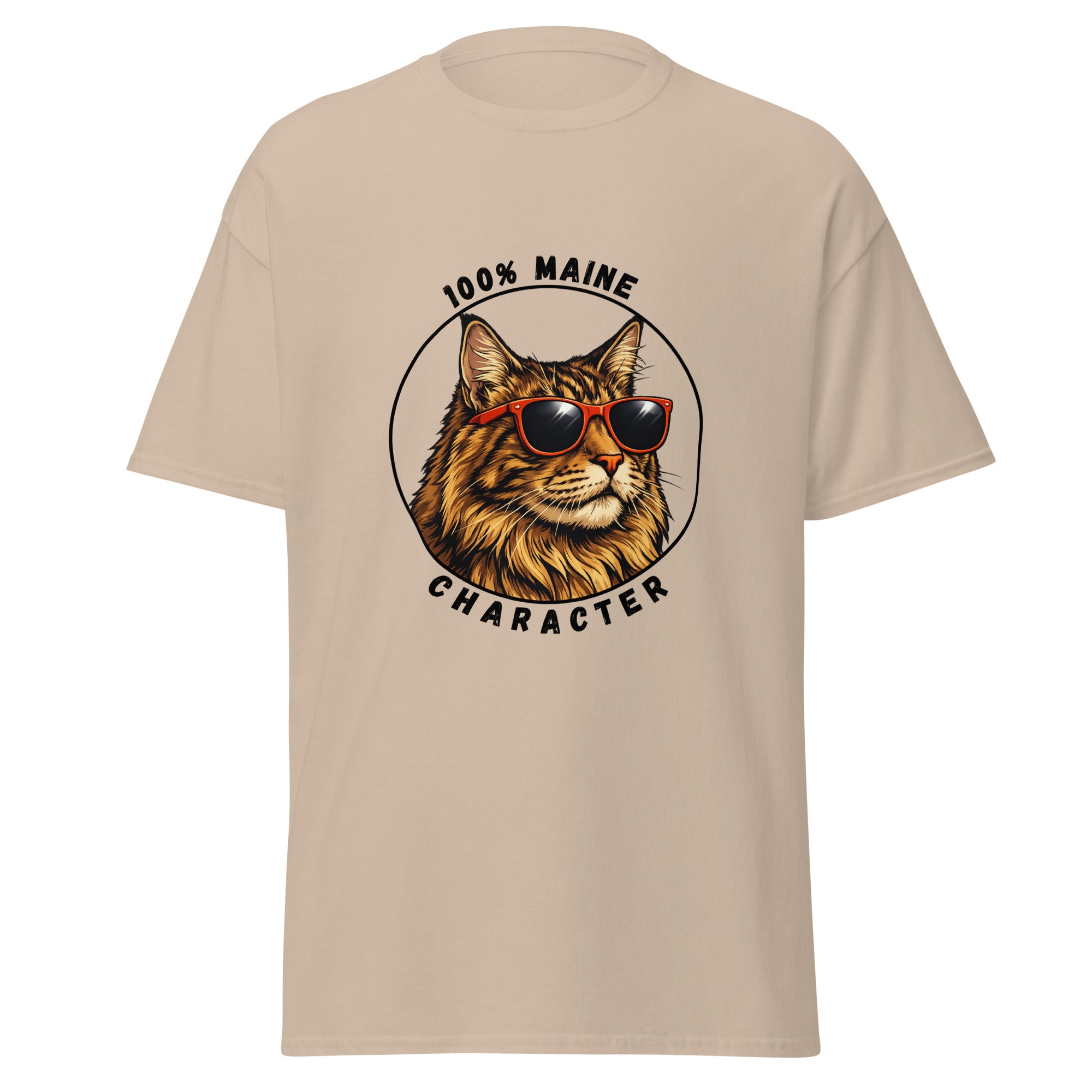 Tee-shirt unisex beige Maine Coon design imprimé devant