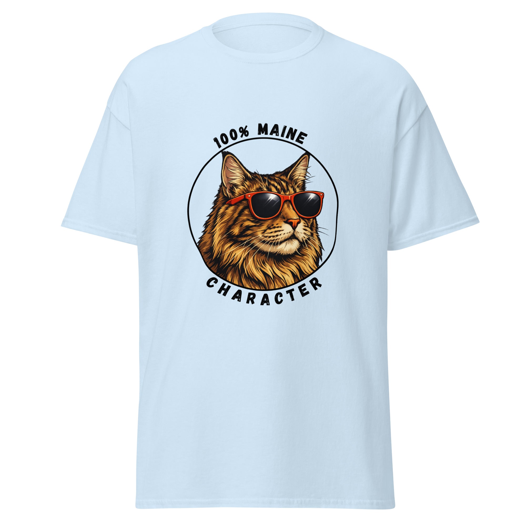 Tee-shirt unisex bleu clair Maine Coon design imprimé devant