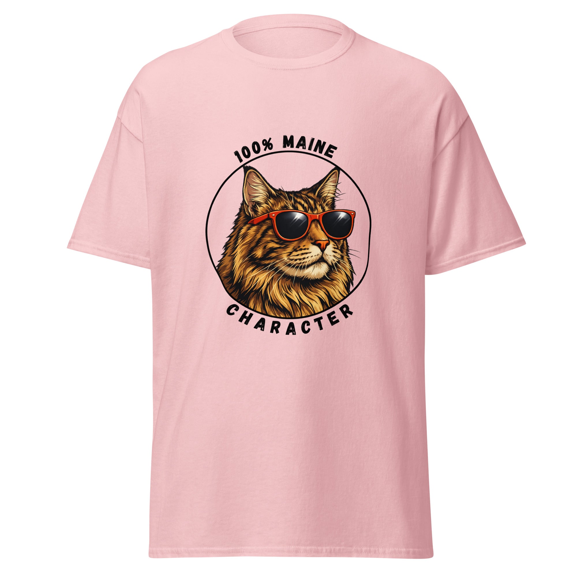 Tee-shirt unisex rose clair Maine Coon design imprimé devant