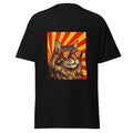 Tee shirt noir unisex chat maine coon lunettes soleil fond rayons retro imprime devant